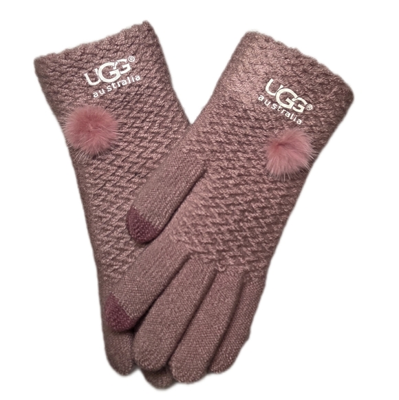 UGG Accessories - UGG Mauve Women's Gloves with Pom Poms